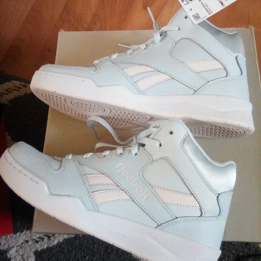 Reebok Royal  hi top baby blue with light pink sneaker